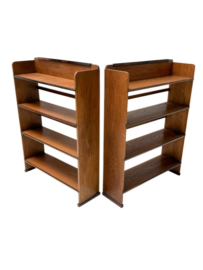 1920s Art Deco Open Bookcases by P.E.L. Izeren, Solid Oak & Ebony